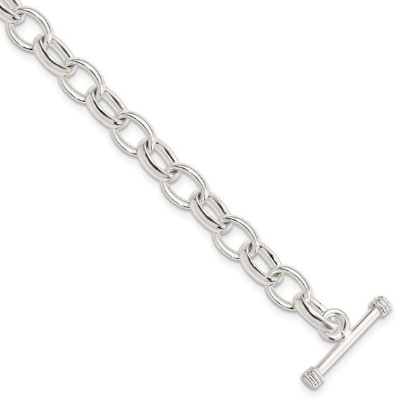 Kazi Luxury Sterling Silver 7.75inch Polished Fancy Link Toggle Bracelet